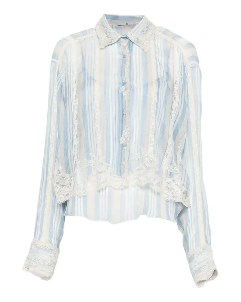 Ermanno Scervino Gestreiftes Hemd aus Spitze - Blau Blau