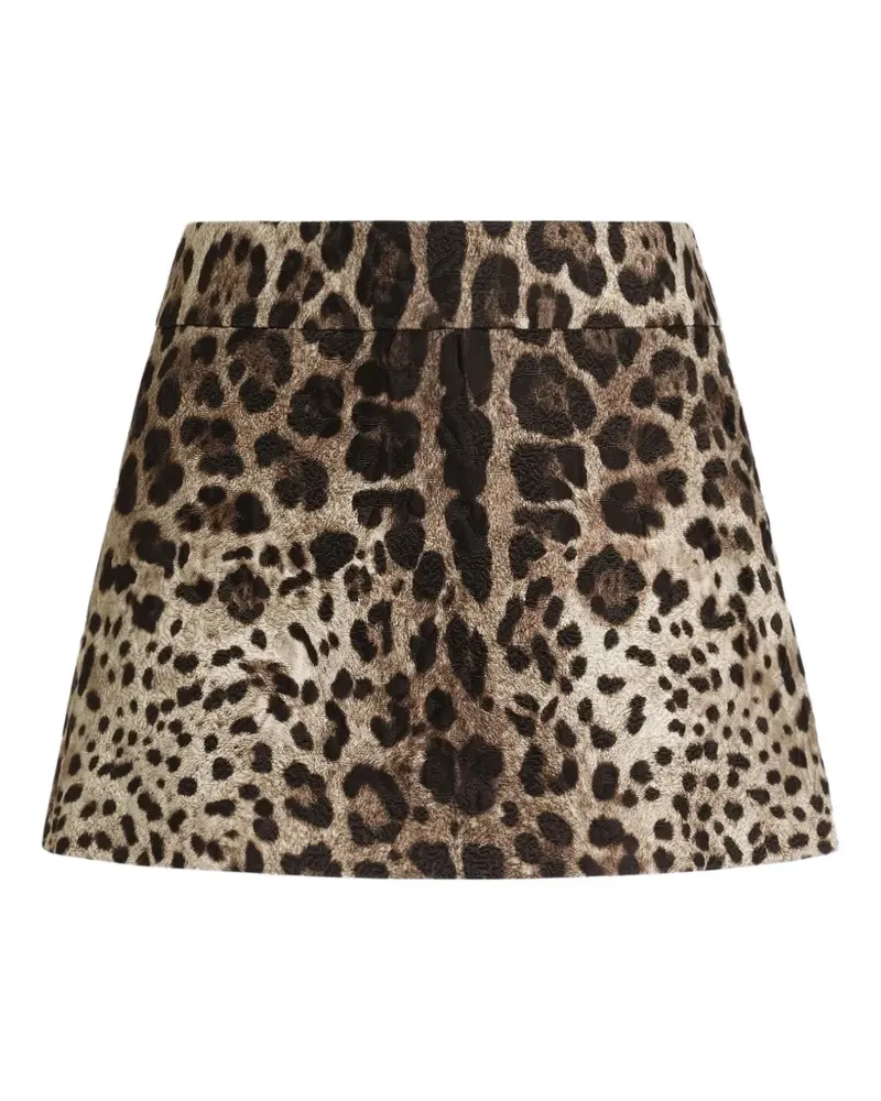 Dolce & Gabbana Minirock aus Brokat mit Leo-Print - Nude Nude