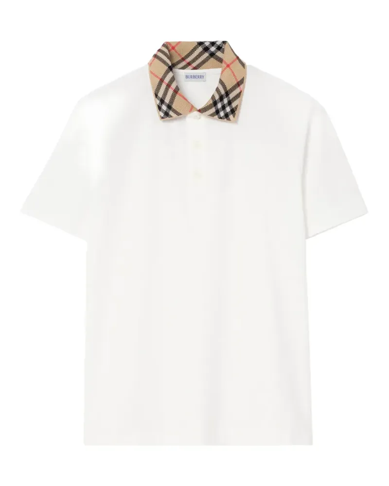 Burberry check collar cotton polo shirt - Weiß Weiß