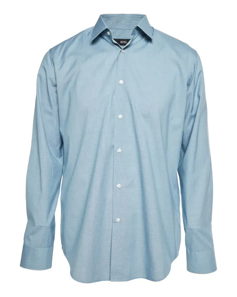 HUGO BOSS Eliott Hemd mit Mikro-Hahnentrittmuster - Blau Blau