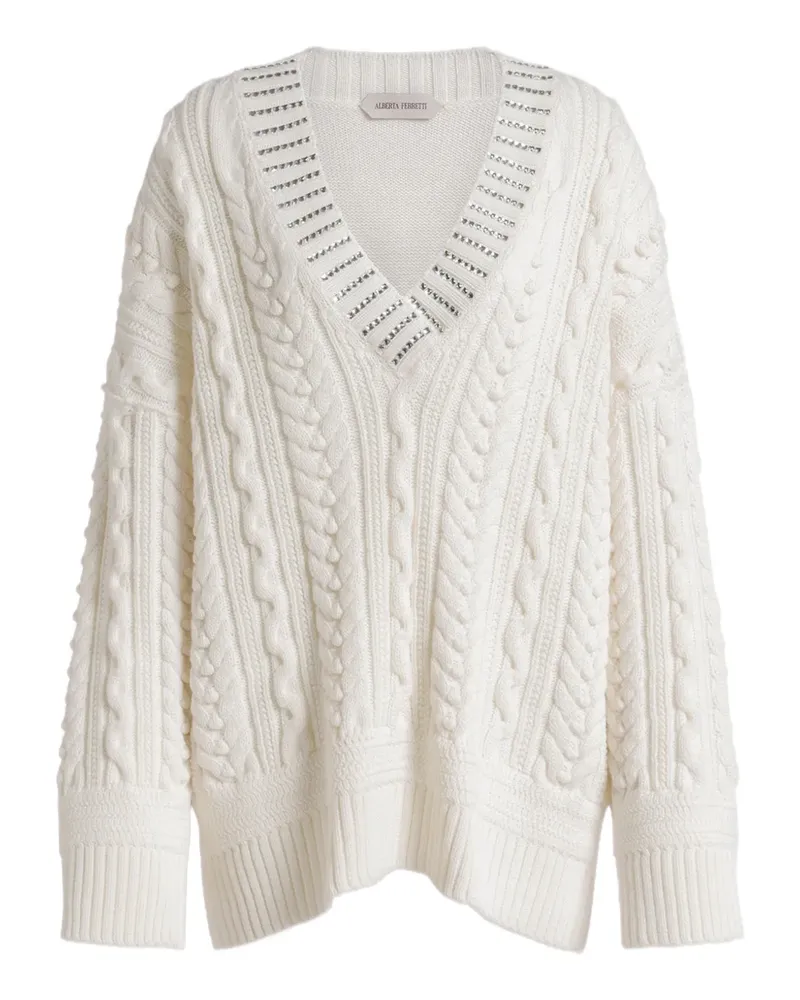 Alberta Ferretti Aran cable-knit sweater - Nude Nude