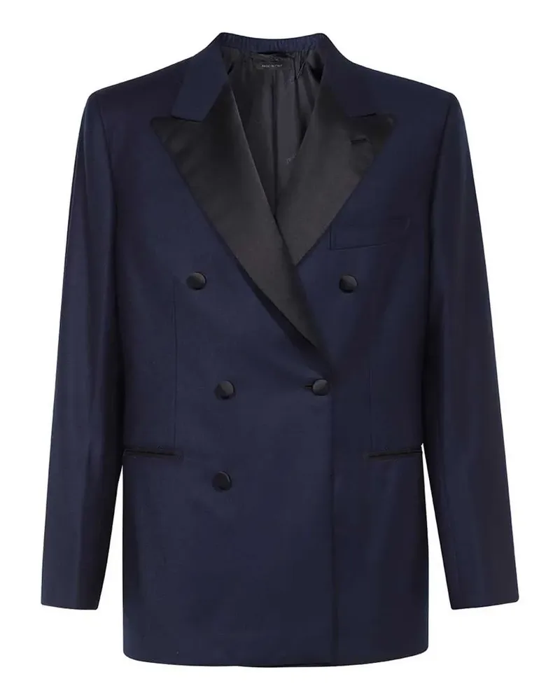 Brioni Sakko mit Revers aus Satin - Blau Blau