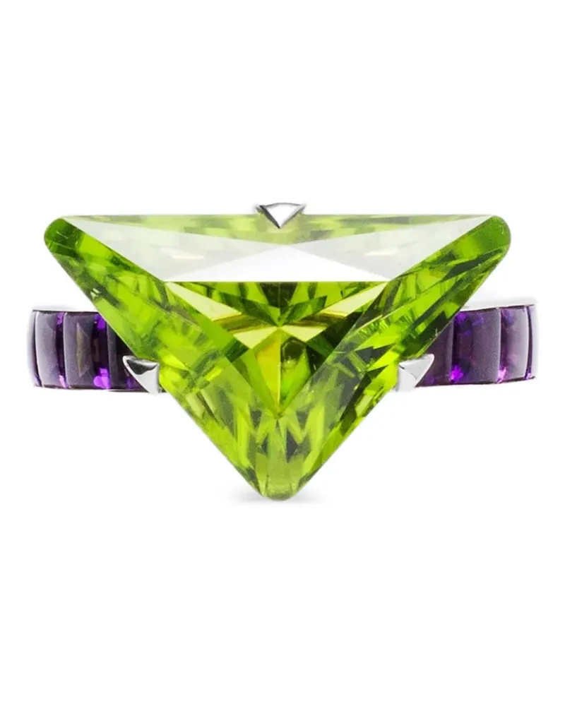Prada Couleur Vivante peridot and amethyst solitaire ring - Silber Silber