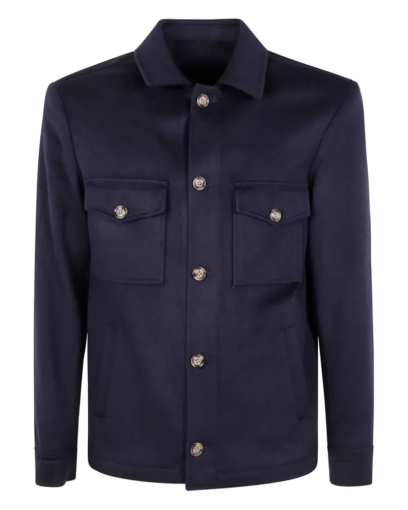 BARBA Park Hemdjacke mit geknöpften Taschen - Blau Blau