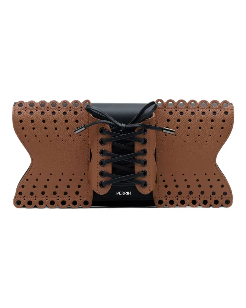 PERRIN PARIS Le Corset Perforé Clutch mit Schnürung - Schwarz Schwarz