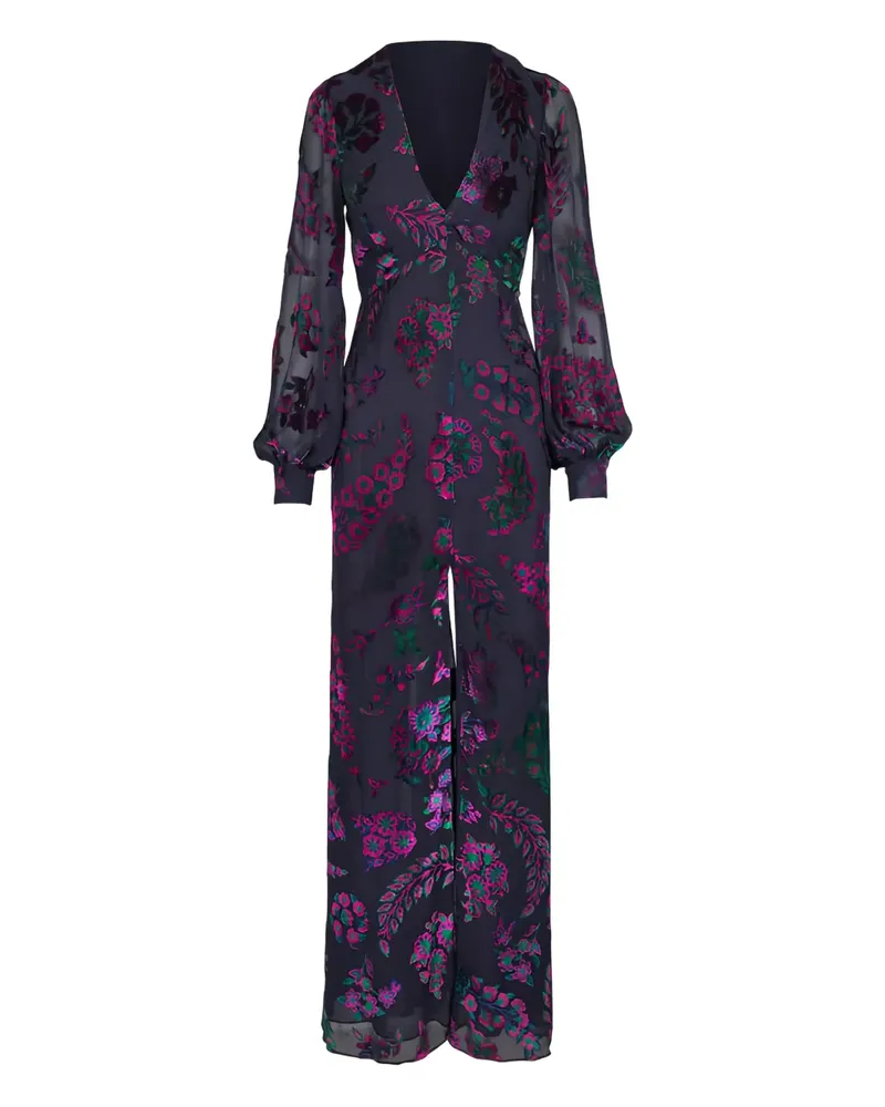 Etro Maxikleid aus Samt mit Blumen - Blau Blau