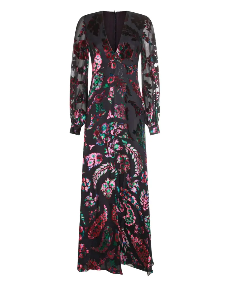Etro Maxikleid aus Samt mit Blumen - Blau Blau