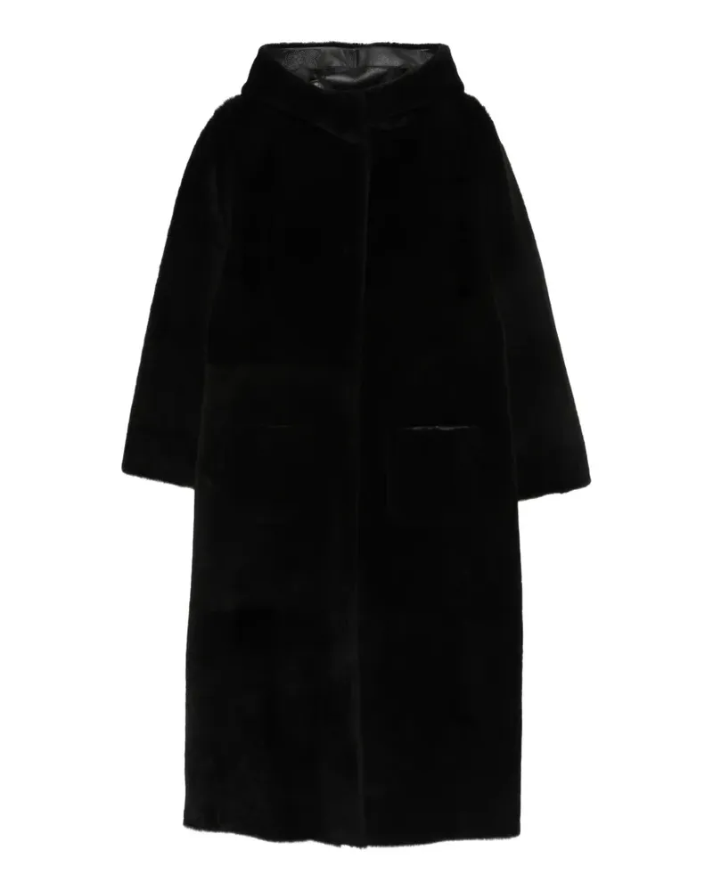 Simonetta Ravizza Nice Kapuzenmantel aus Shearling - Schwarz Schwarz