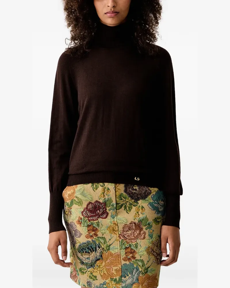 Luisa Spagnoli Rollkragenpullover mit Logo-Schild - Braun Braun