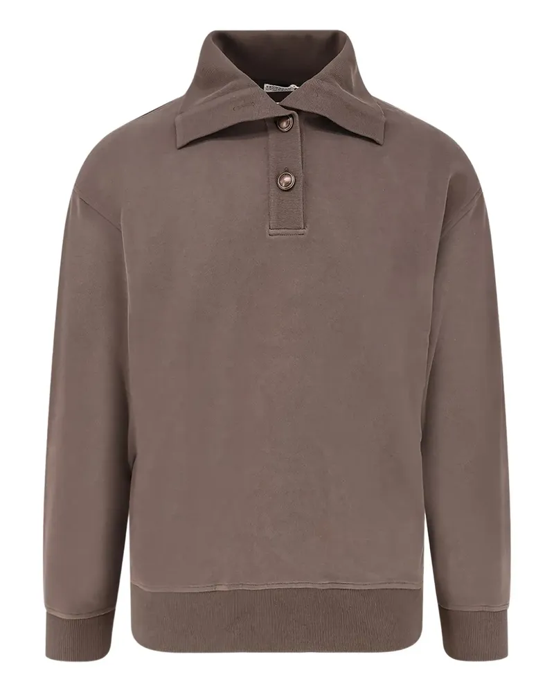 Brunello Cucinelli logo-button turtleneck polo shirt - Braun Braun