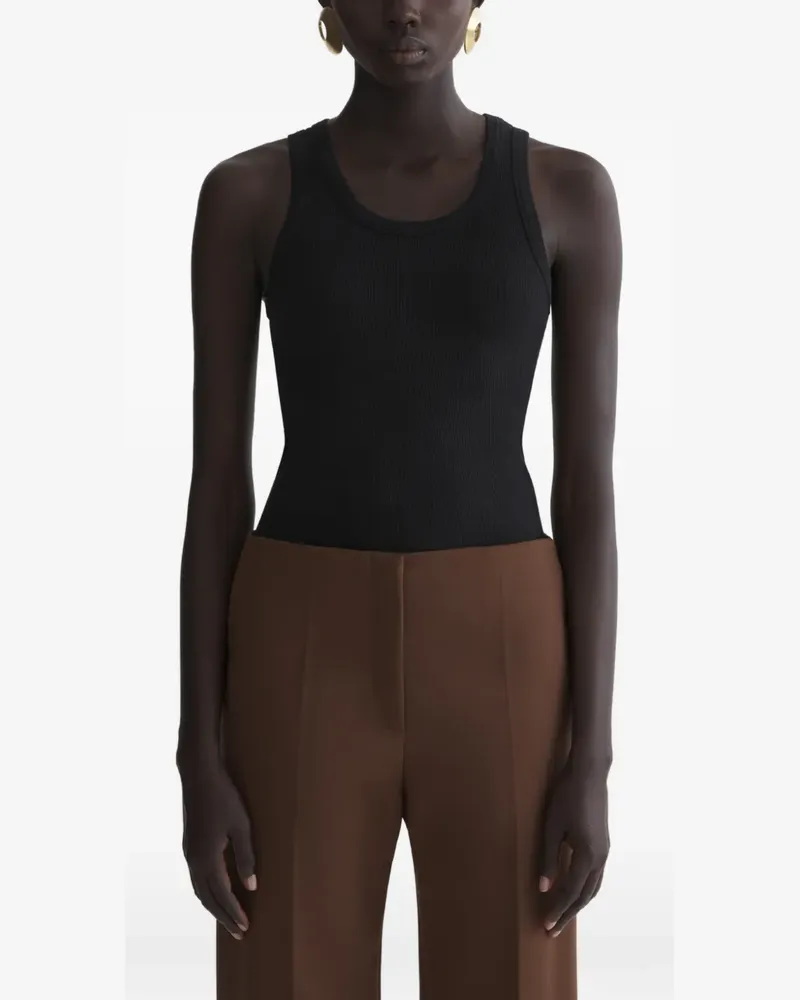 Thierry Mugler Geripptes Tanktop - Schwarz Schwarz