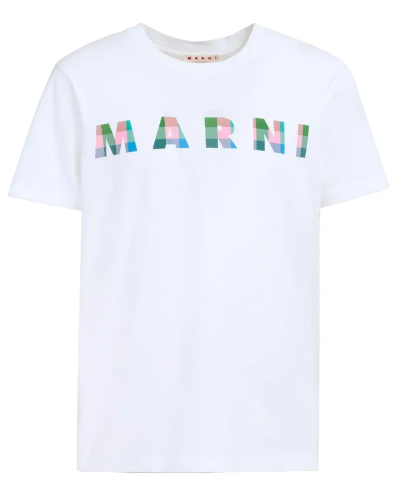Marni T-Shirt mit Vichy-Logo - Weiß Weiß