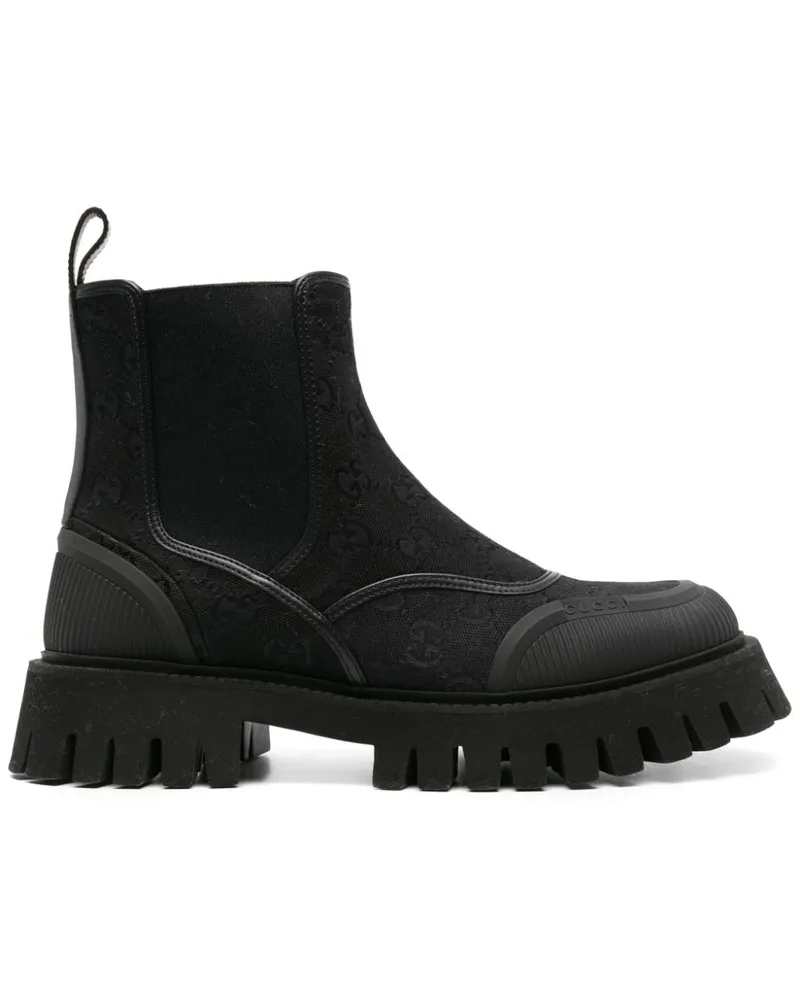 Gucci Canvas-Stiefel mit GG - Schwarz Schwarz
