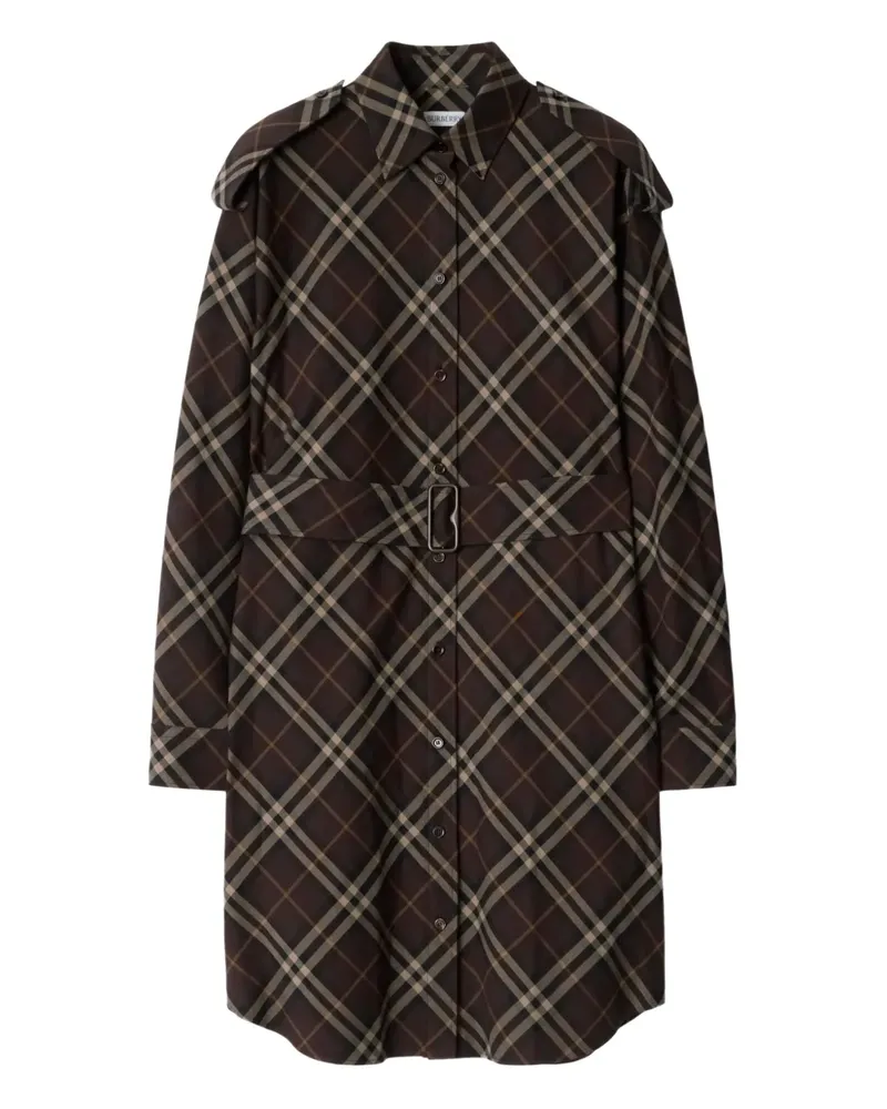 Burberry Kariertes Flanell-Hemdkleid - Braun Braun