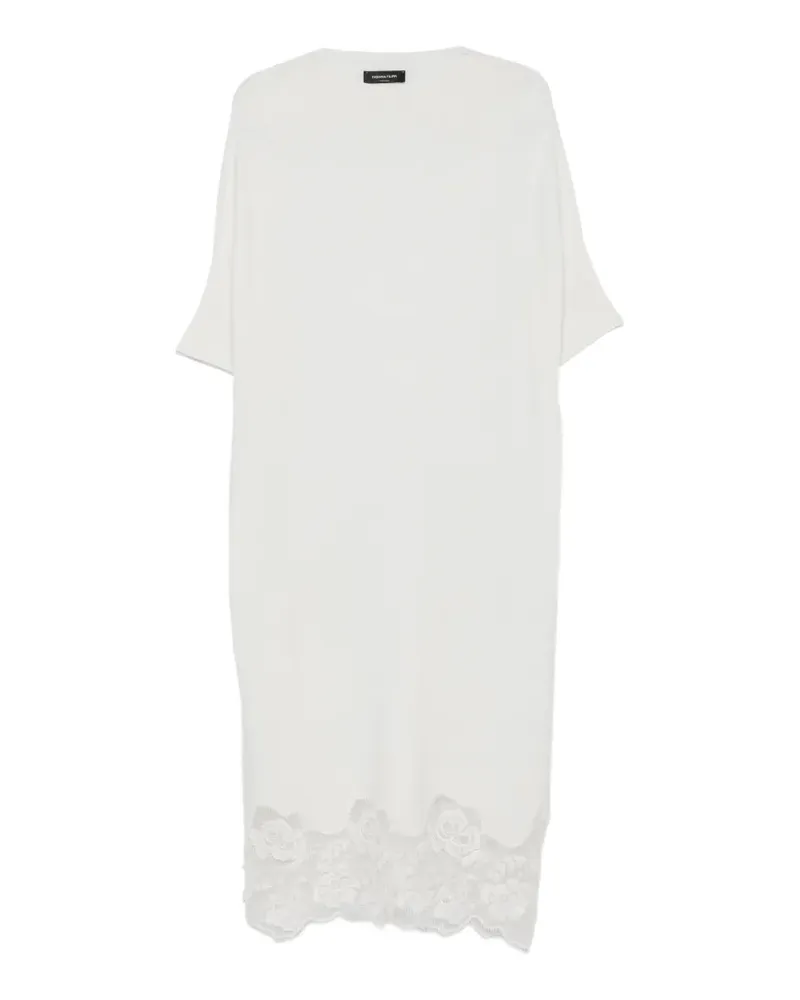 Fabiana Filippi Midi-T-Shirt-Kleid mit Spitzenbesatz - Weiß Weiß