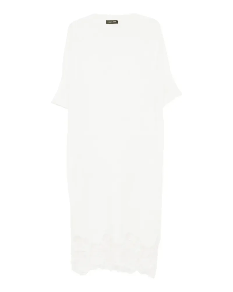 Fabiana Filippi Midi-T-Shirt-Kleid mit Spitzenbesatz - Weiß Weiß