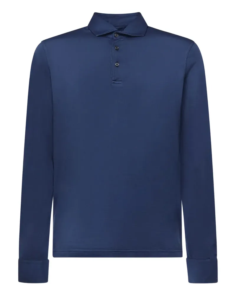 Fedeli buttoned long-sleeve polo shirt - Blau Blau
