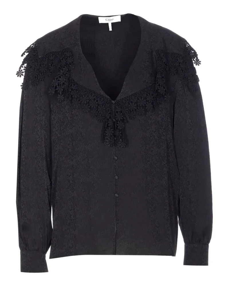 Chloé lace-trim long-sleeve blouse - Schwarz Schwarz