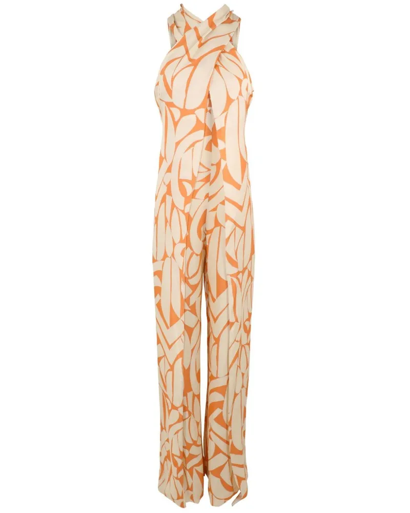 Alexis Seydon Jumpsuit mit abstraktem Print Nude