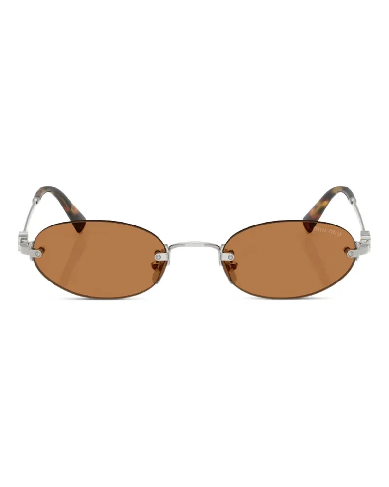Miu Miu oval-frame rimless sunglasses - Silber Silber