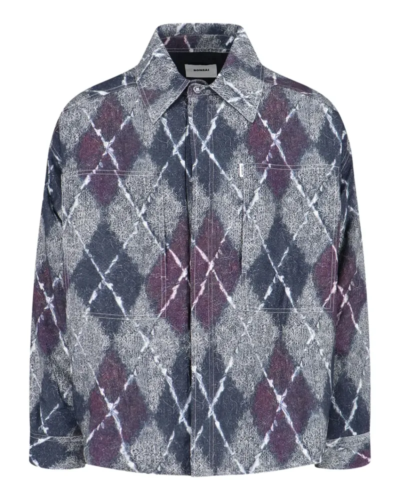 BONSAI Hemdjacke mit Rautenmuster - Grau Grau