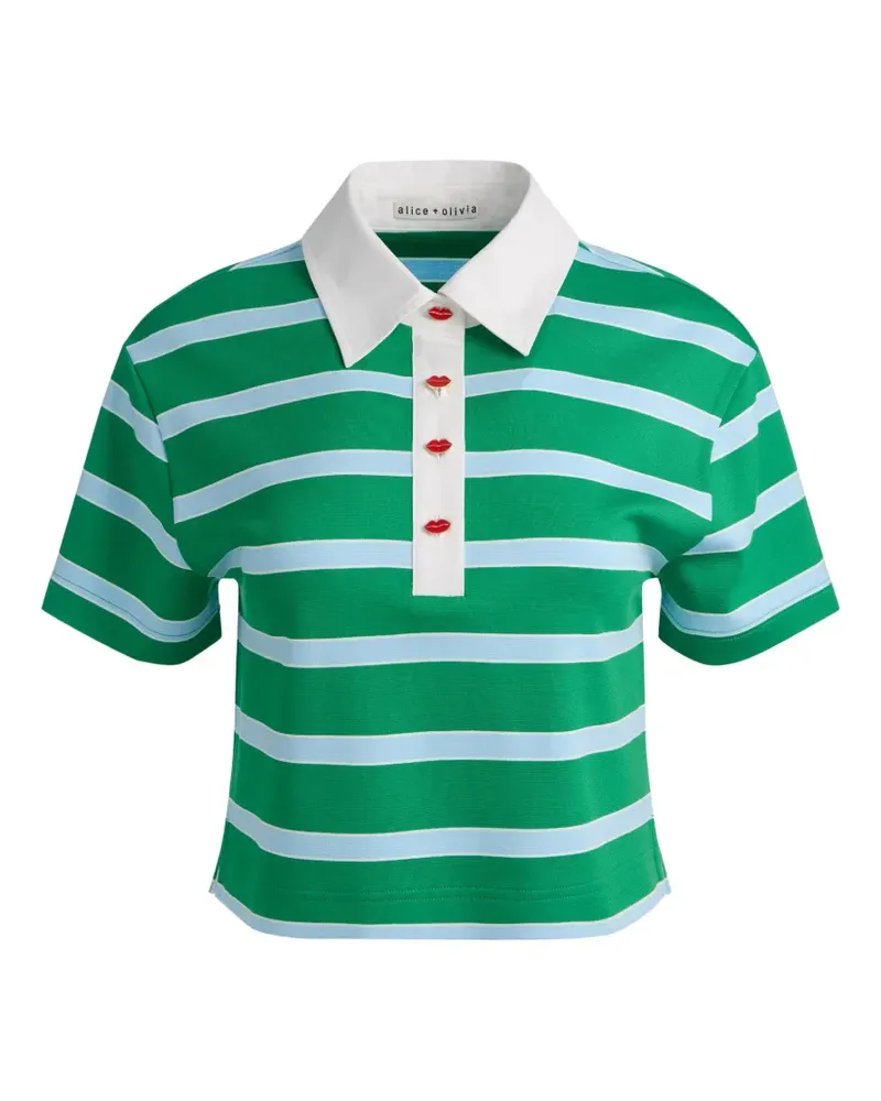 Alice + Olivia Gestreiftes Lyle Poloshirt - Grün Grün