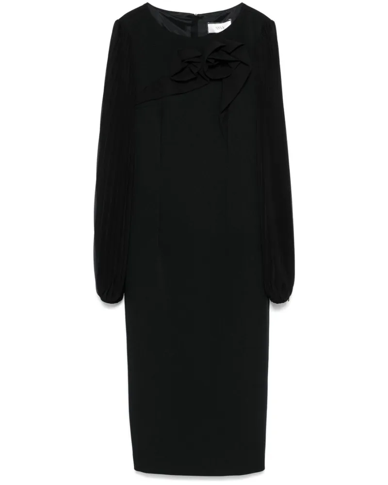 NISSA Midikleid mit Blumenapplikation - Schwarz Schwarz