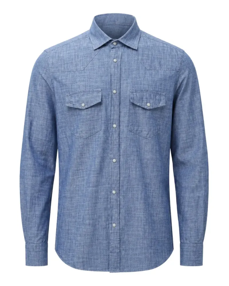 Eleventy western-style press-stud shirt - Blau Blau