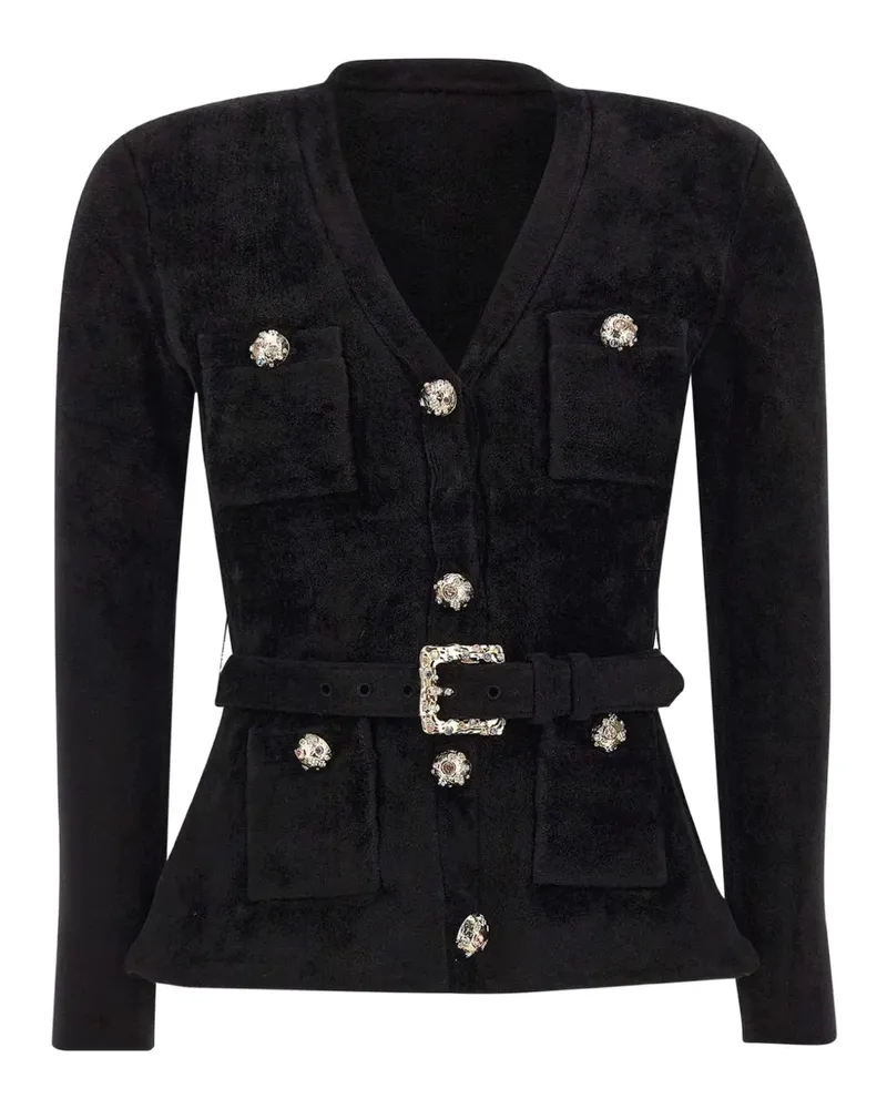 Self-Portrait Cardigan mit Gürtel - Schwarz Schwarz