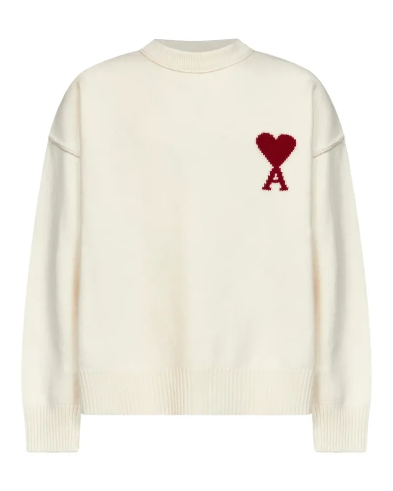 AMI Paris Pullover aus Merinowoll-Filzstrick mit Ami de Coeur - Nude Nude