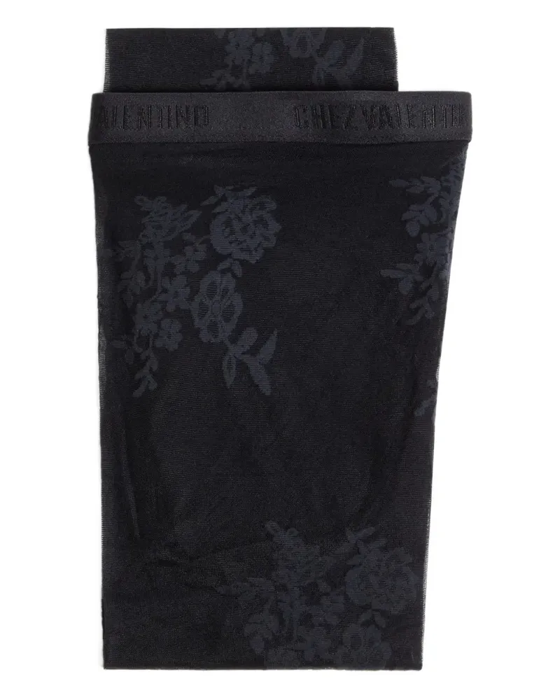 Valentino Garavani Strumpfhose mit Blumenstickerei - Schwarz Schwarz