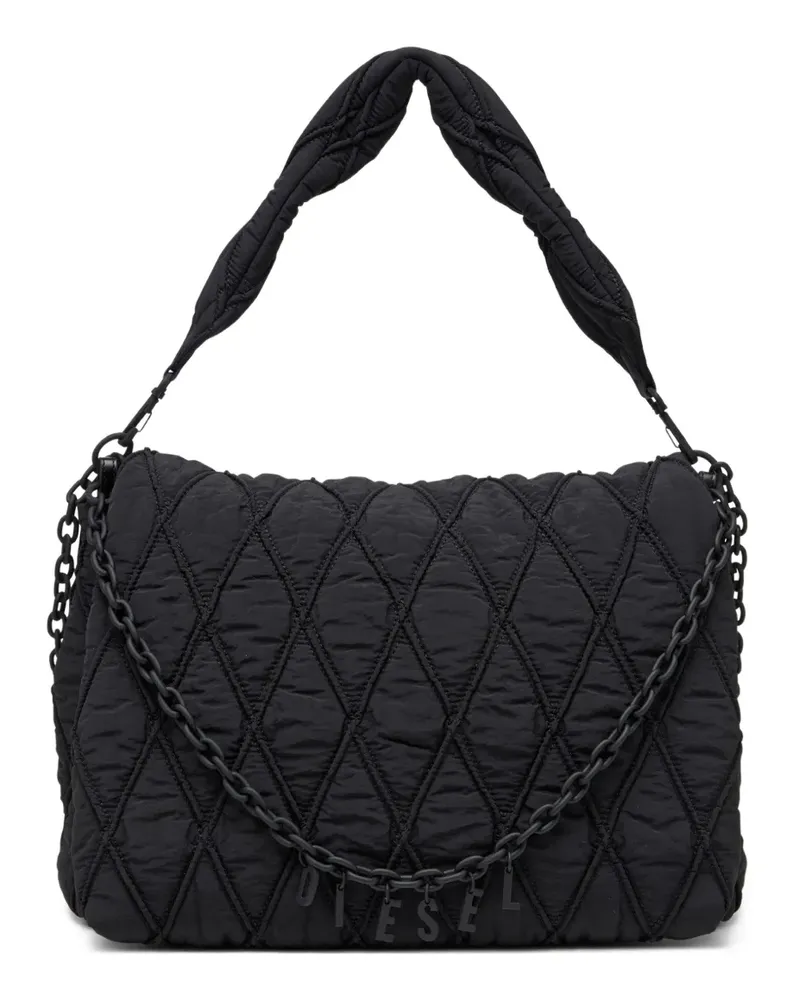 Diesel Große Charm-D Schultertasche - Schwarz Schwarz