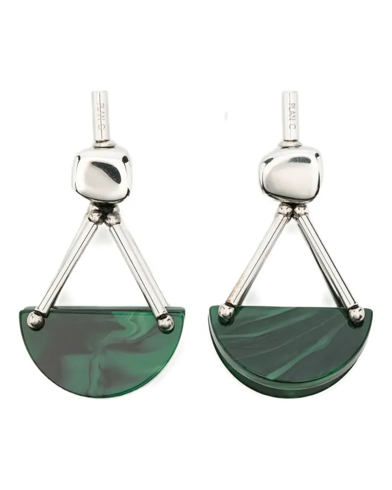 PLAN C Half moon geometric drop earrings - Silber Silber