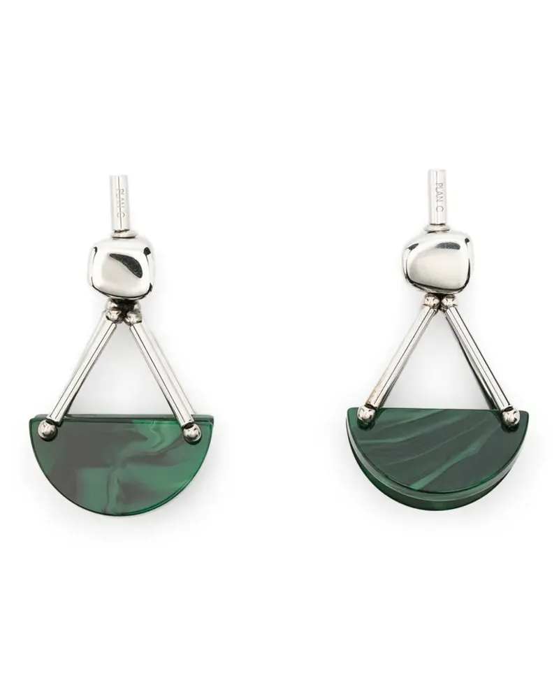 PLAN C Half moon geometric drop earrings - Silber Silber