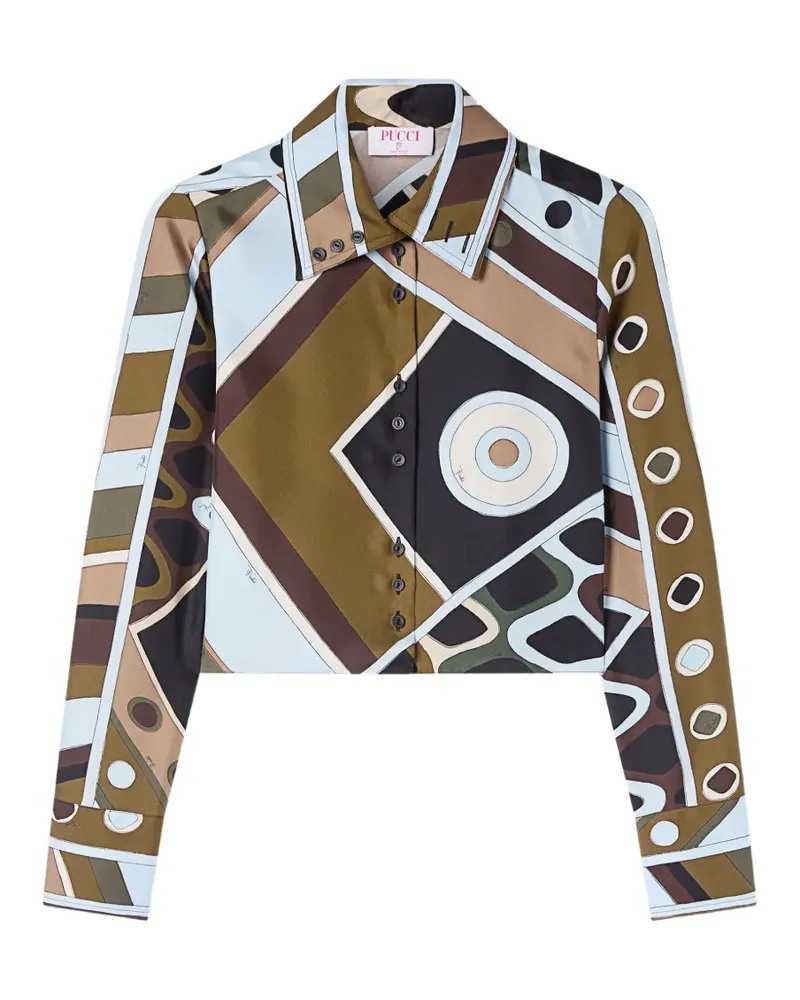 Emilio Pucci Vivara-print silk crop shirt - Braun Braun