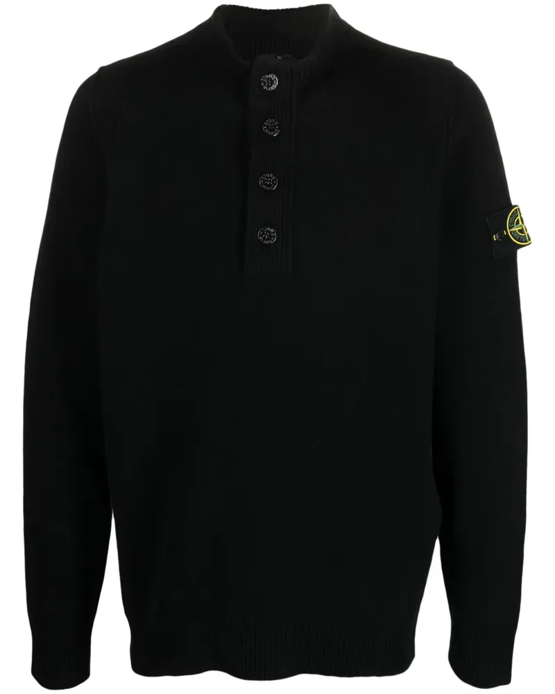 Stone Island Pullover mit Knopfleiste - Schwarz Schwarz