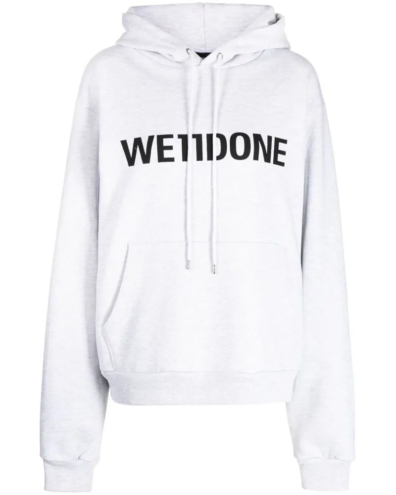 WE 11 DONE Hoodie mit Logo-Print Grau