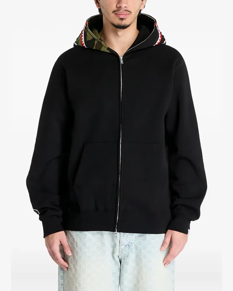 BAPE Hoodie mit Camouflage-Hai - Schwarz Schwarz