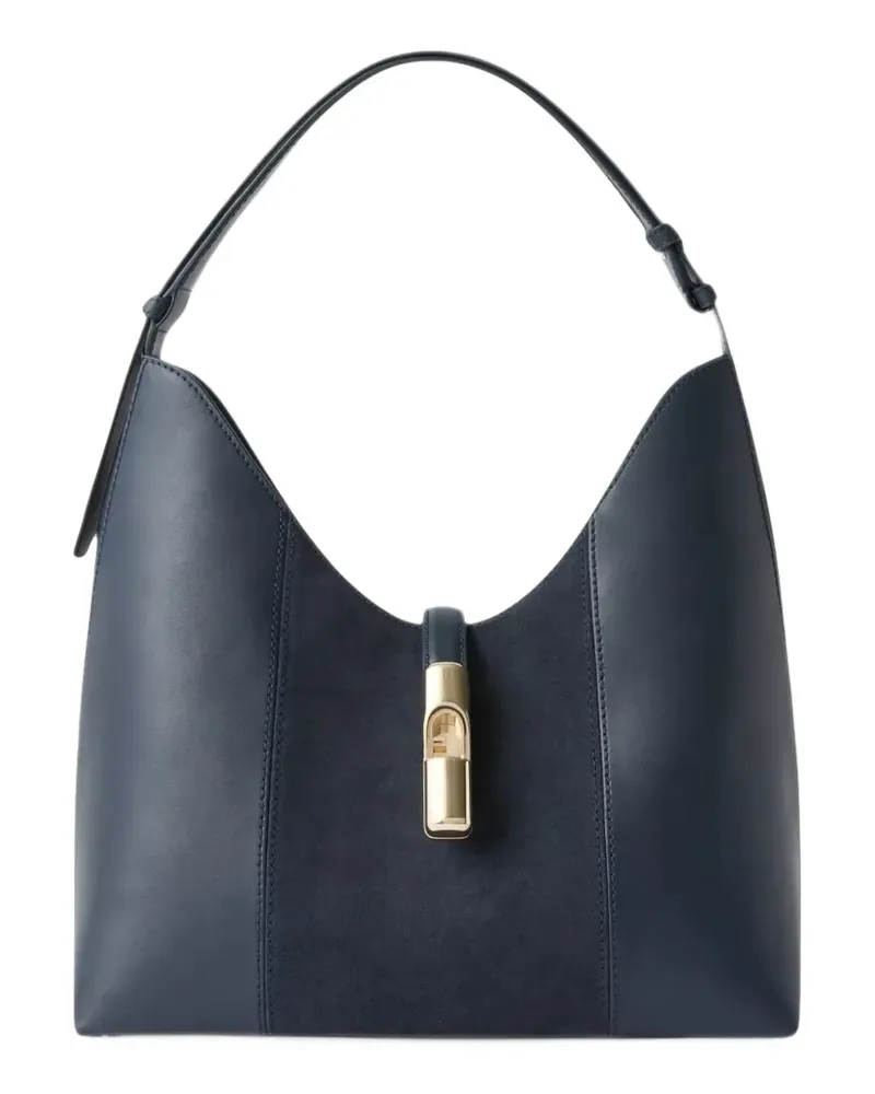 Furla suede-panelled shoulder bag - Blau Blau