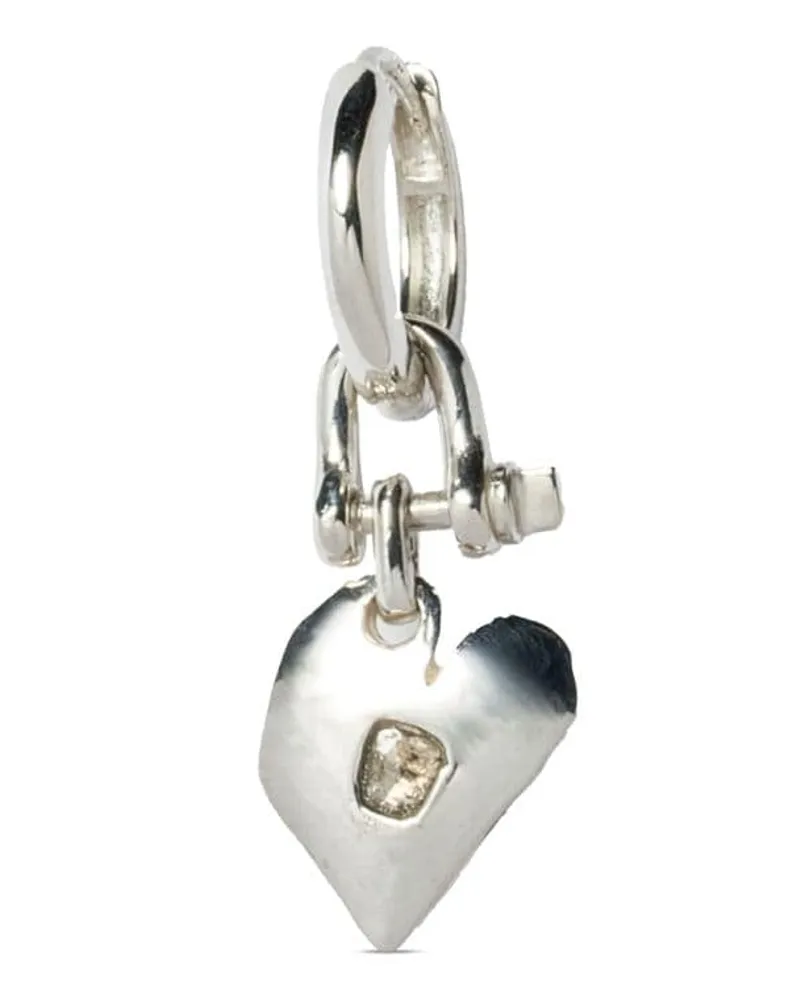Parts Of Four Jazz's Solid Heart Sterlingsilberohrring mit Diamant Silber