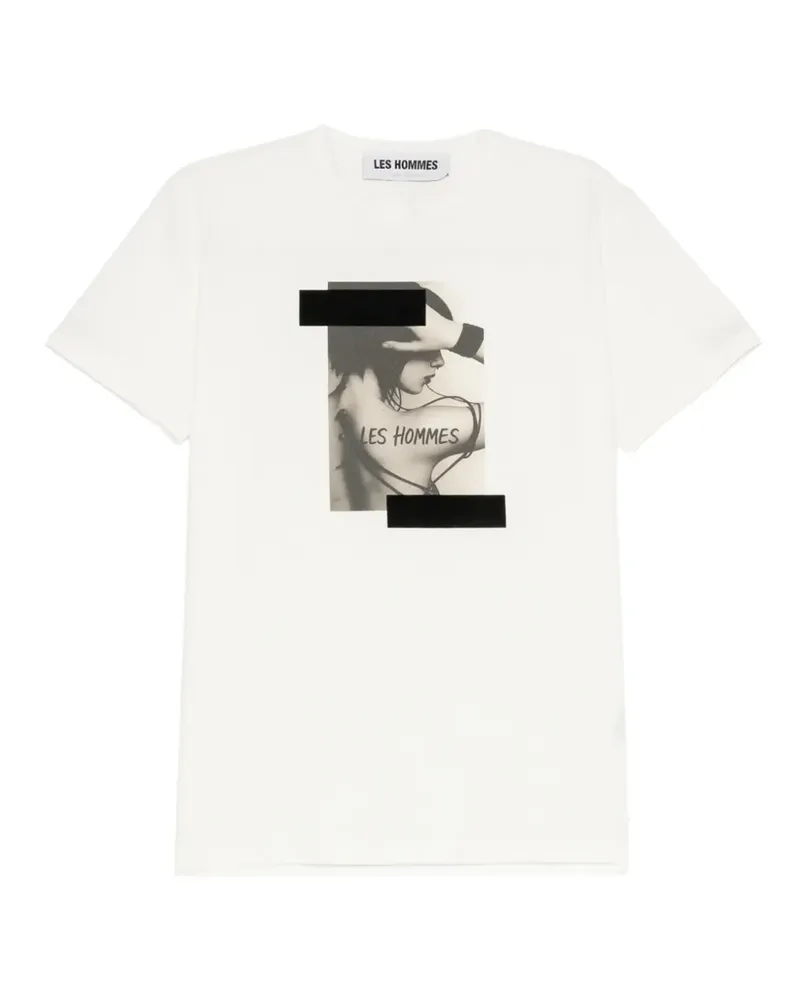 Les Hommes T-Shirt mit grafischem Print - Weiß Weiß
