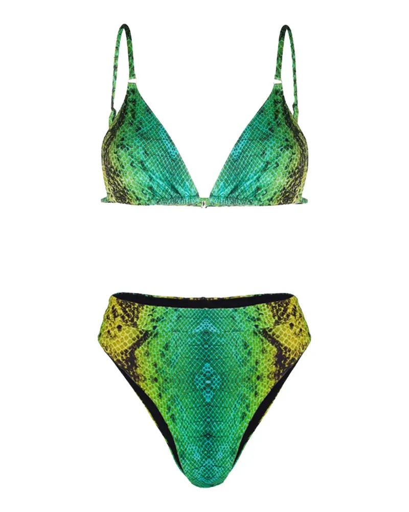 Noire Swimwear High-Waist-Bikini mit Schlangen-Print - Grün Grün