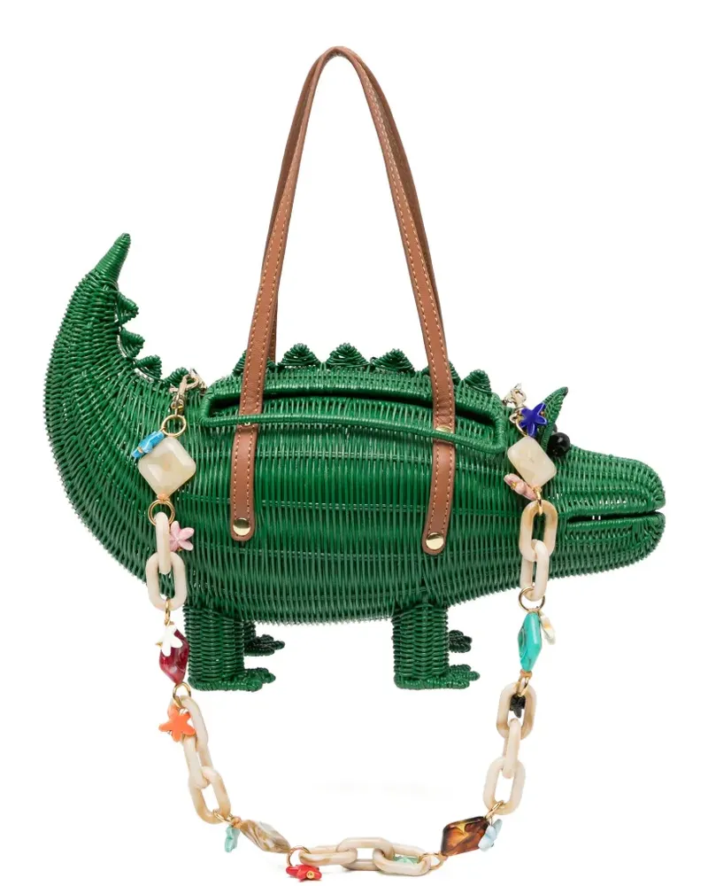 Serpui crocodile-motif tote bag - Grün Grün