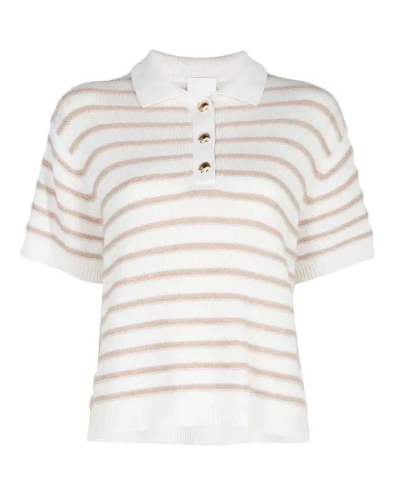 ALLUDE Gestreiftes Poloshirt - Weiß Weiß