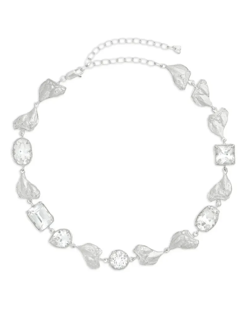 Loveness Lee Mea Sterlingsilber-Halskette mit Kristallen in Blattform Silber