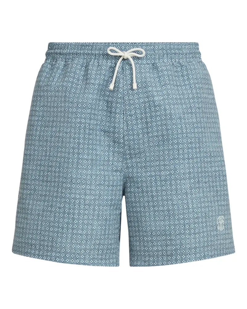 Brunello Cucinelli flower-print swim shorts - Blau Blau