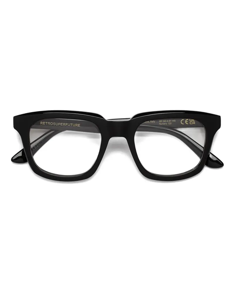 RETROSUPERFUTURE Eckige Numero 132 Brille - Schwarz Schwarz