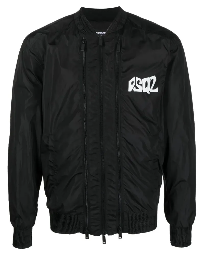 Dsquared2 Bomberjacke mit Logo-Print - Schwarz Schwarz