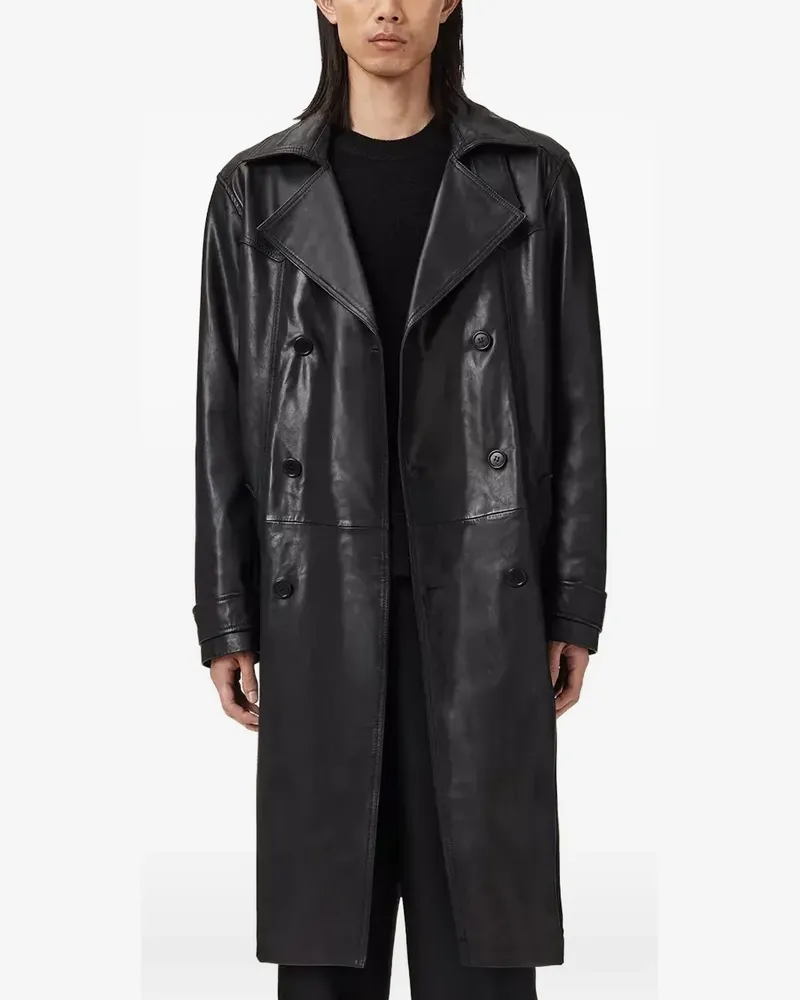 AllSaints Kellett leather trench coat - Schwarz Schwarz