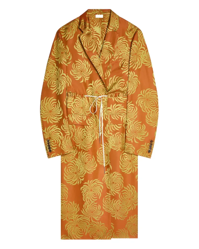Dries van Noten Mantel aus Blumen-Jacquard - Orange Orange